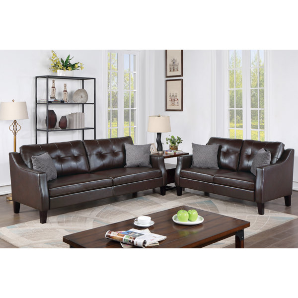 Poundex 2 - Piece Faux Leather Living Room Set | Wayfair